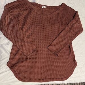 Women's Brown Waffle Knit Top